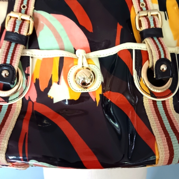 VTG Missoni Y2K vinyl abstract satchel with canvas straps. - Picture 2 of 15